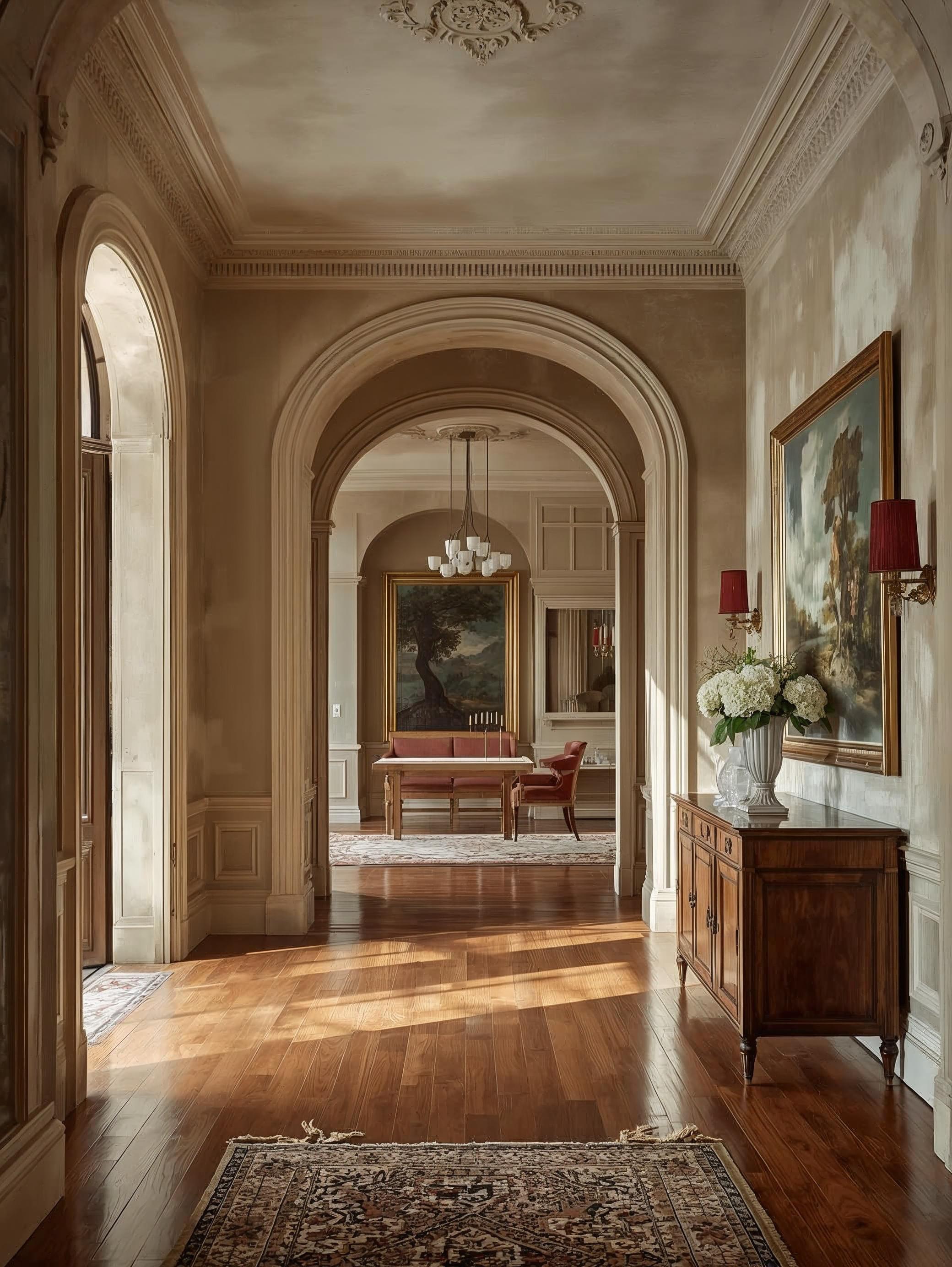 Eingangsbereich mit Bogen und Teppich