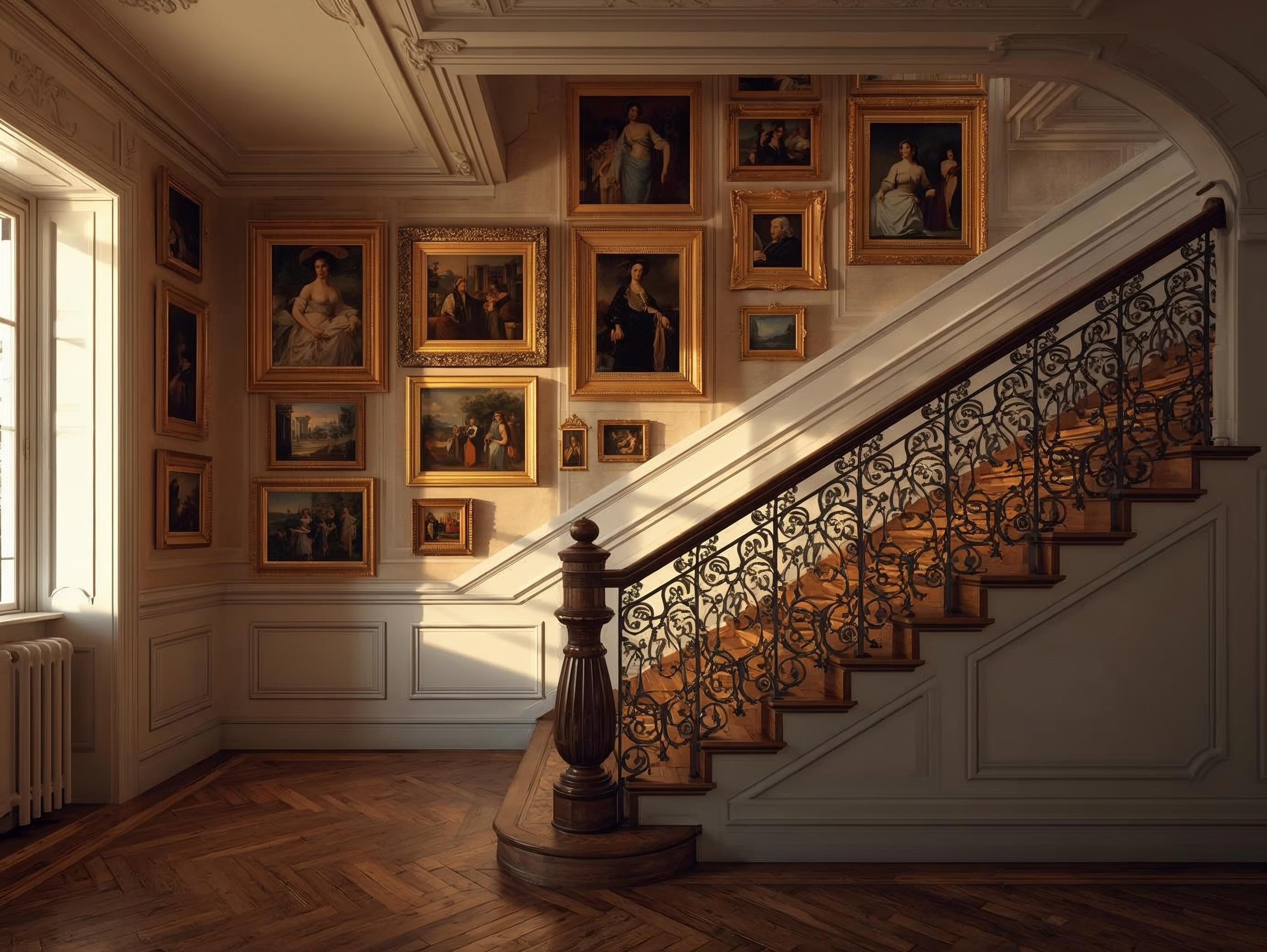 Treppenhaus mit Bildern